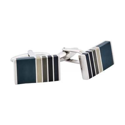 Black & Grey Striped Cat’s Eye Rectangle Cufflinks