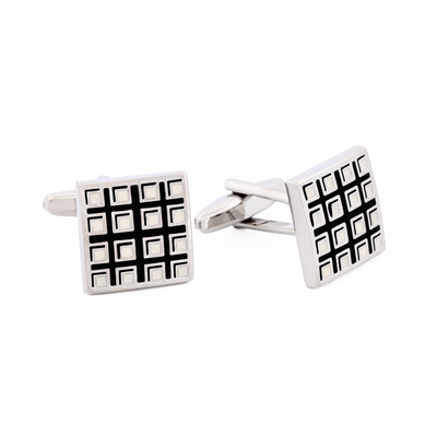 Black & White Checked Enamel Cufflinks
