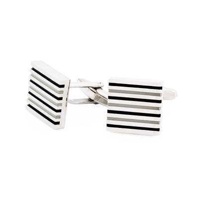 Black White Striped Cufflinks