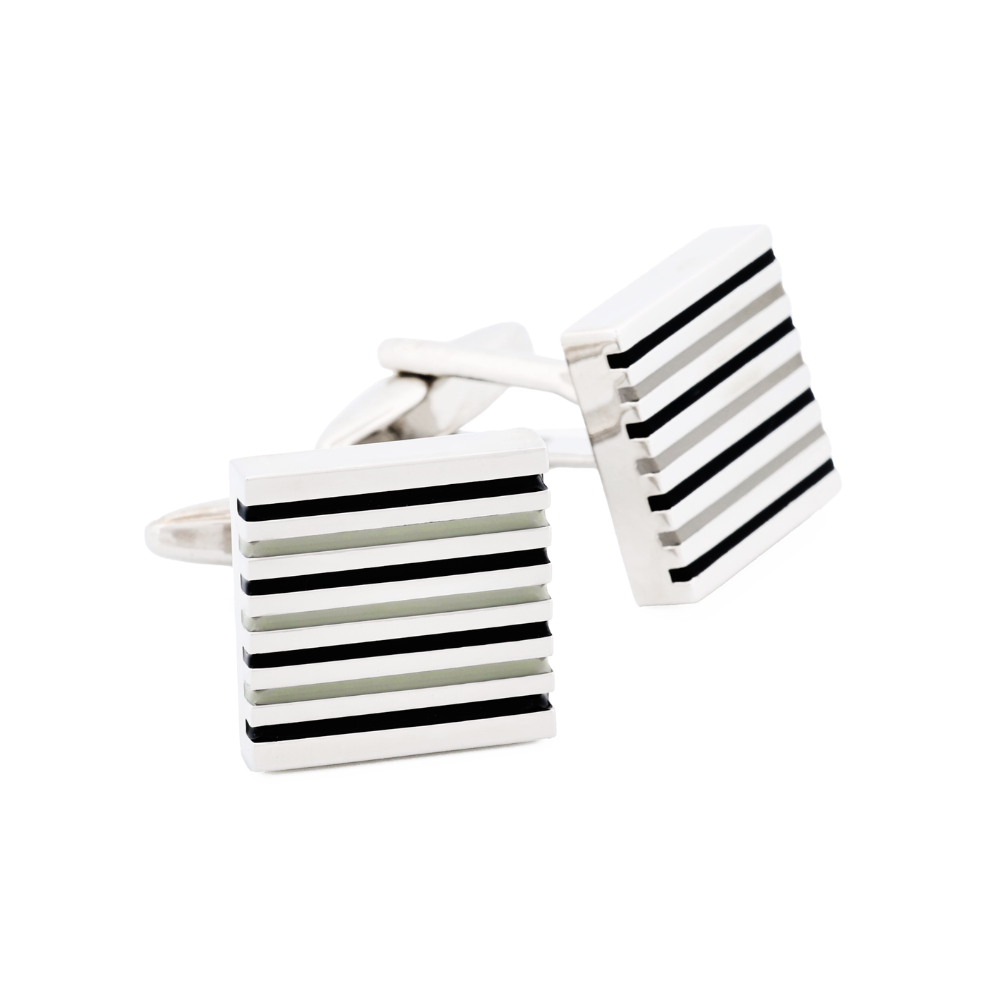 Black White Striped Cufflinks