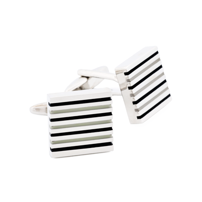 Black White Striped Cufflinks