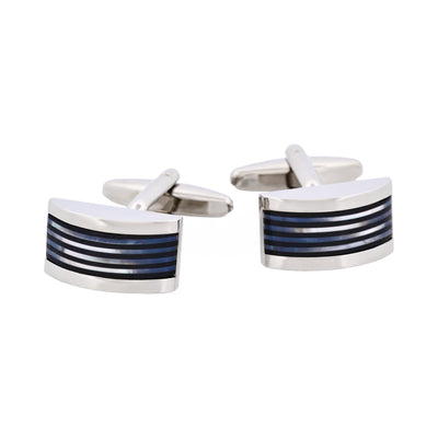 Rhodium Plated & Mop & Onyx Wedge Cufflinks