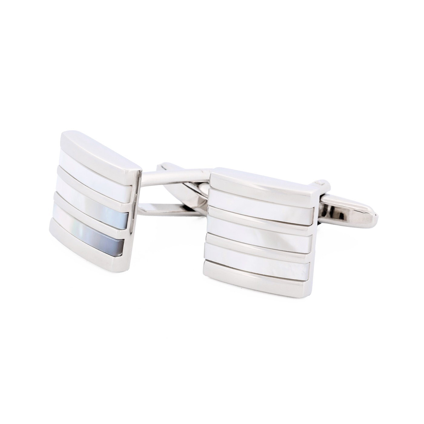 Rhodium/Mother Of Pearl Cufflinks
