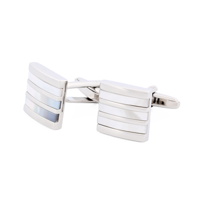 Rhodium/Mother Of Pearl Cufflinks