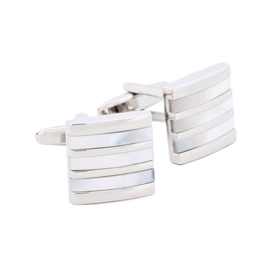 Rhodium/Mother Of Pearl Cufflinks