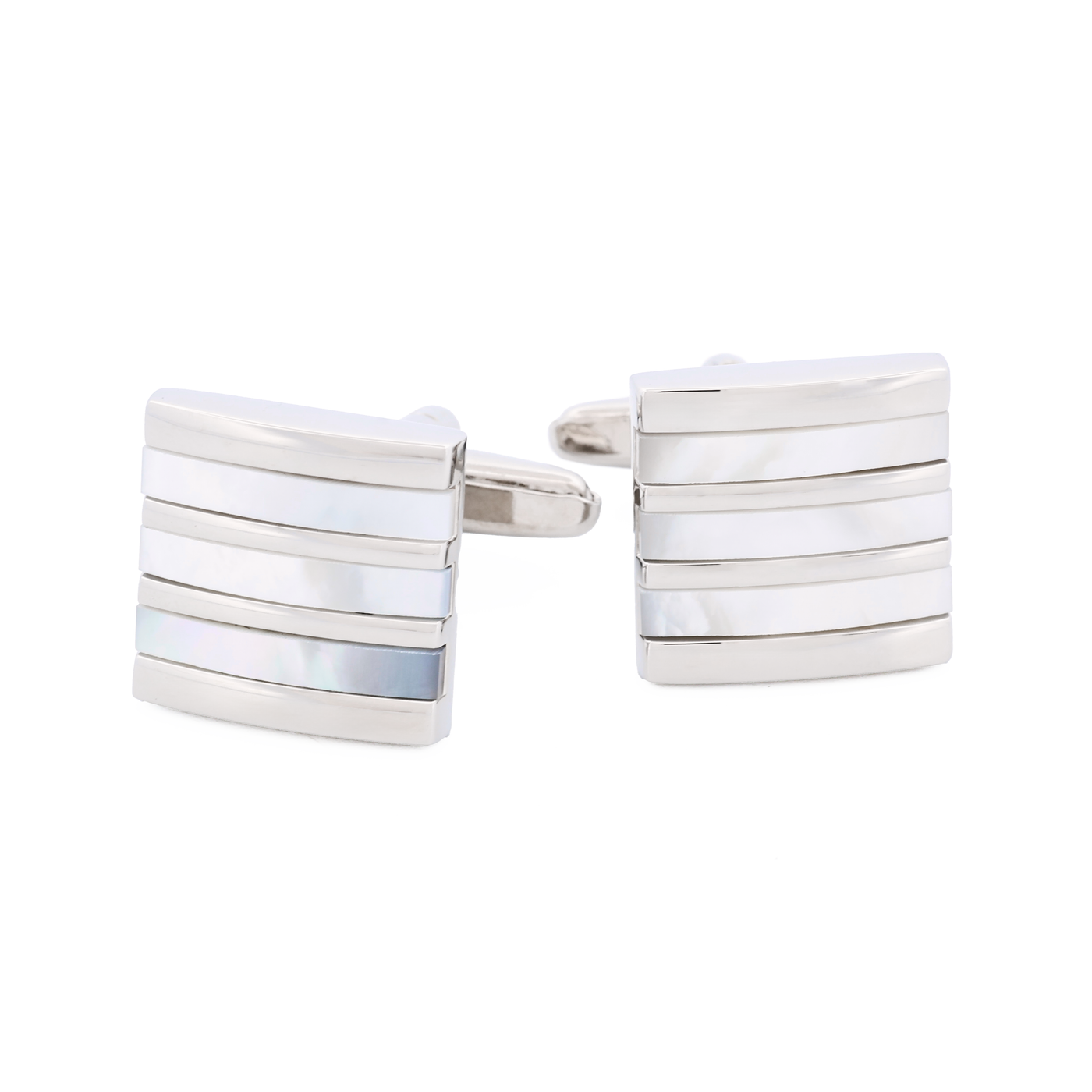 Rhodium/Mother Of Pearl Cufflinks