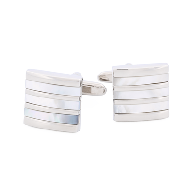 Rhodium/Mother Of Pearl Cufflinks