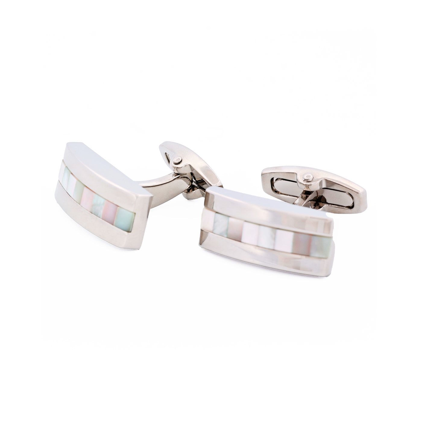 Rhod Blue Pink Mother Of Pearl Cufflinks
