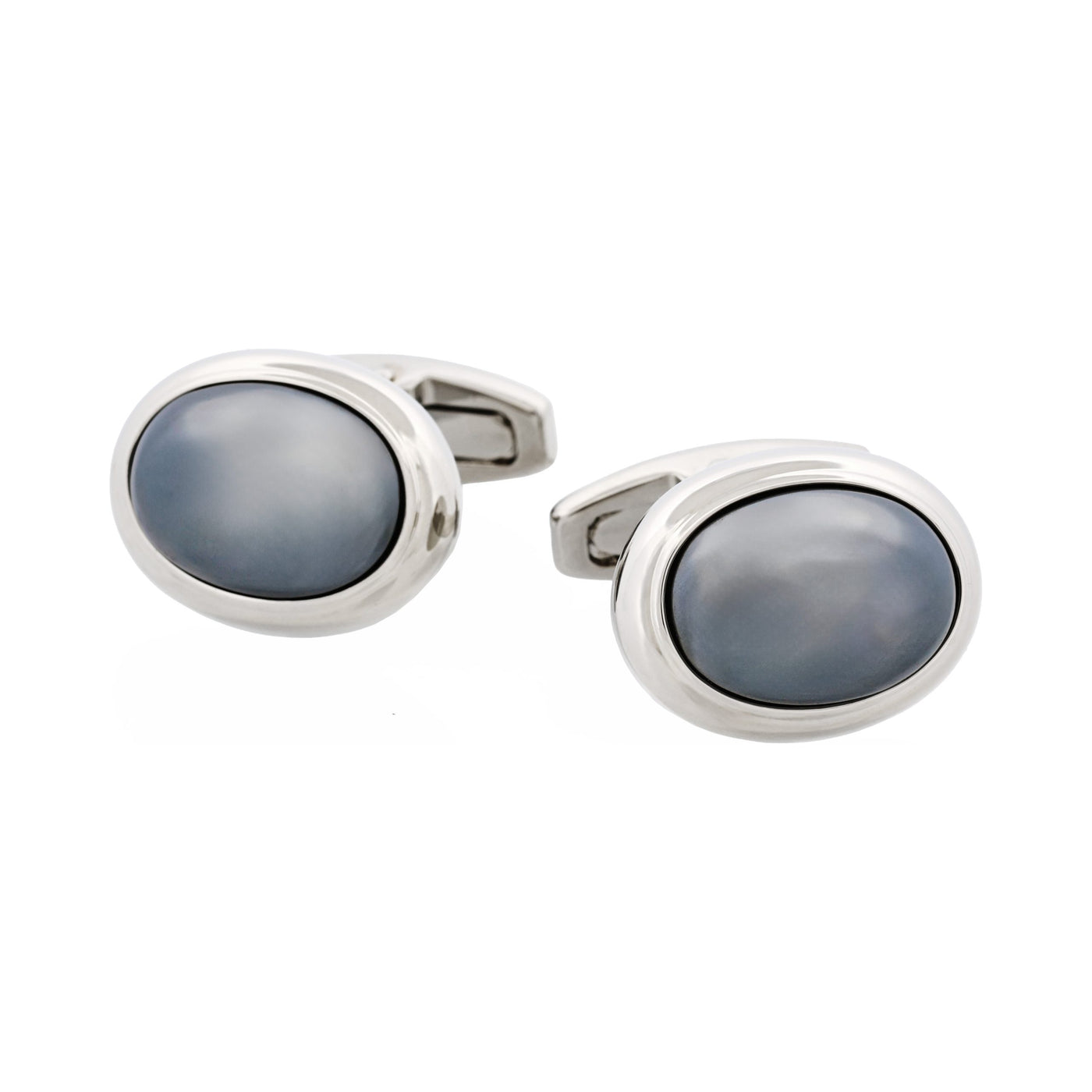 Rhodium & Hematite Oval Cufflinks