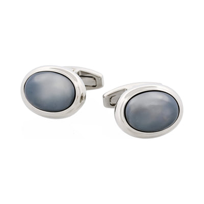 Rhodium & Hematite Oval Cufflinks