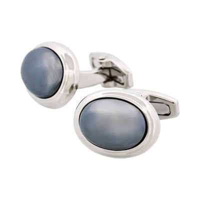 Rhodium & Hematite Oval Cufflinks