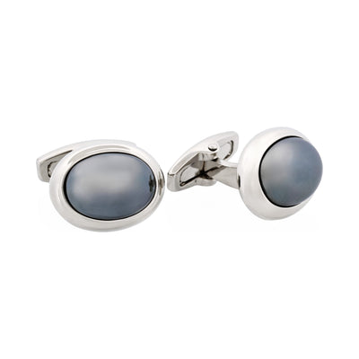 Rhodium & Hematite Oval Cufflinks