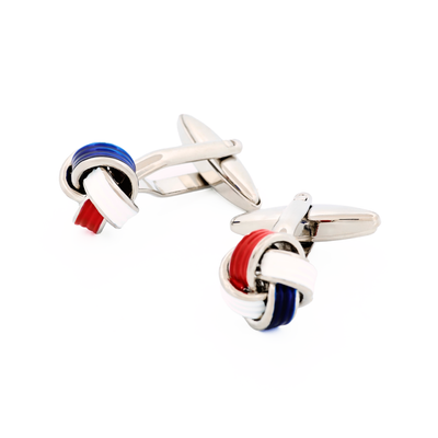 Red & White & Blue Knot Enamel Cufflinks