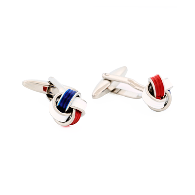Red & White & Blue Knot Enamel Cufflinks