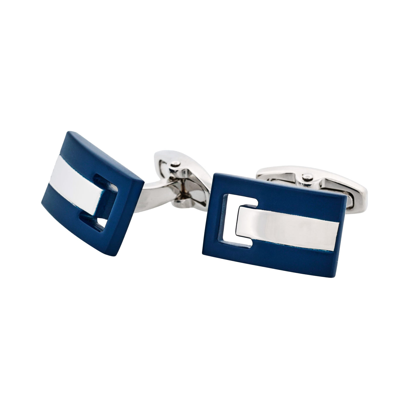 Matt Navy Blue Plated Rhodium Cufflinks