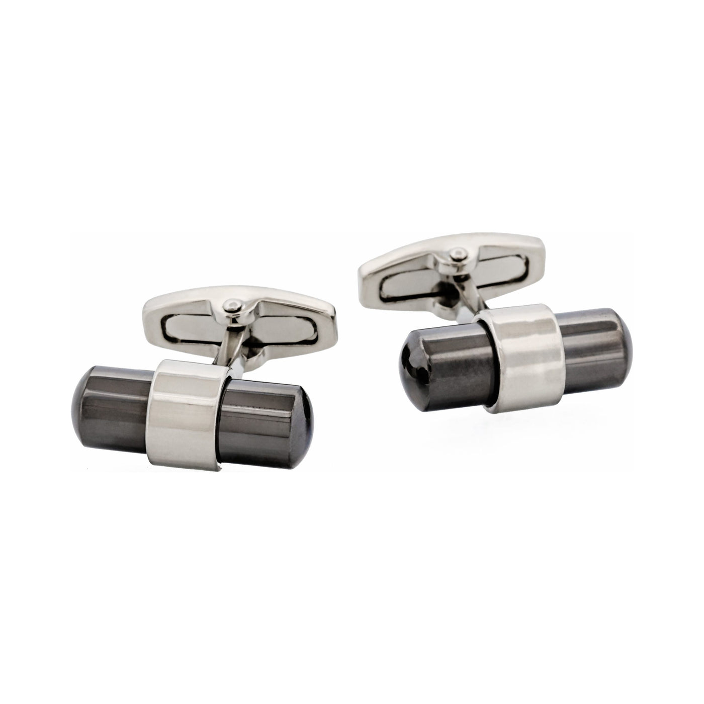 Rhodium Plated Hemitite T-Bar Cufflinks