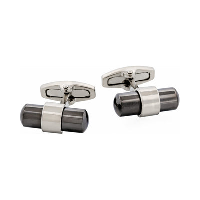 Rhodium Plated Hemitite T-Bar Cufflinks