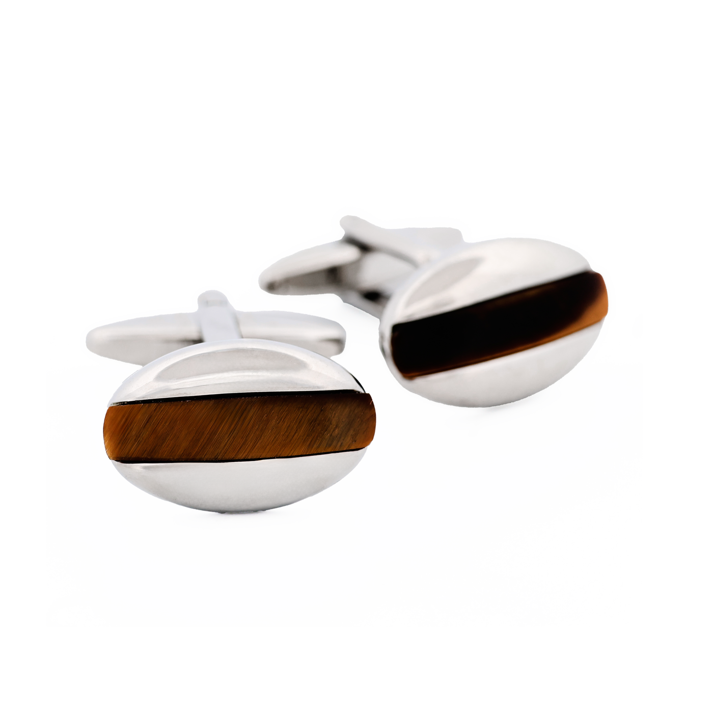 Rhodium Tiger Eye Cufflinks