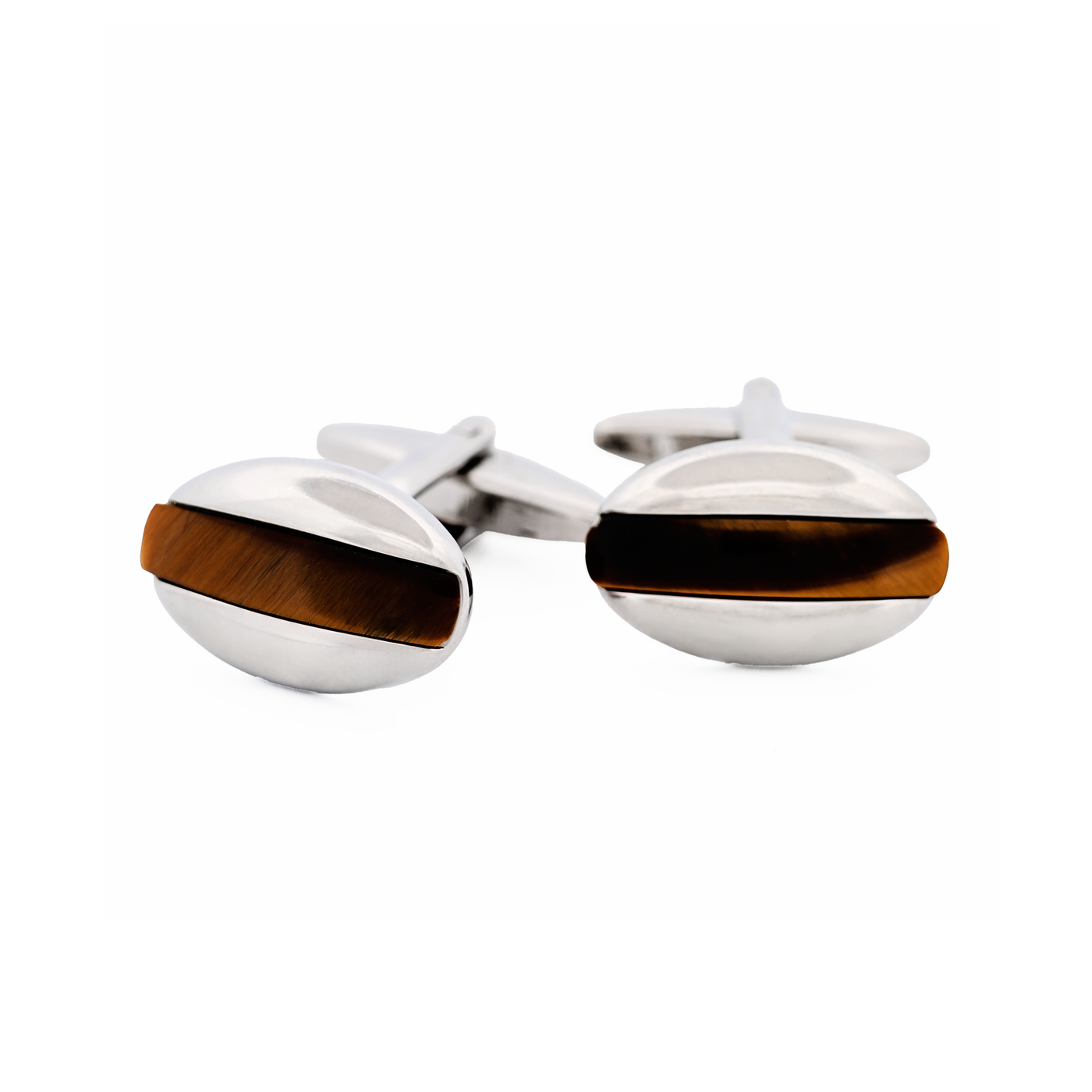 Rhodium Tiger Eye Cufflinks