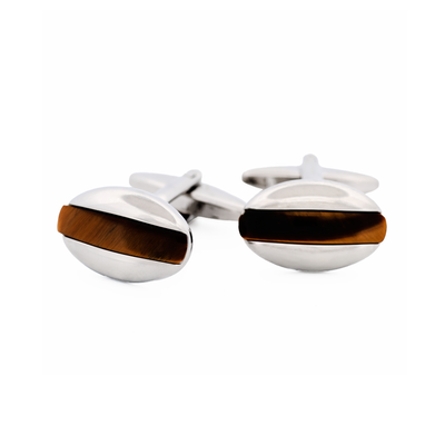 Rhodium Tiger Eye Cufflinks