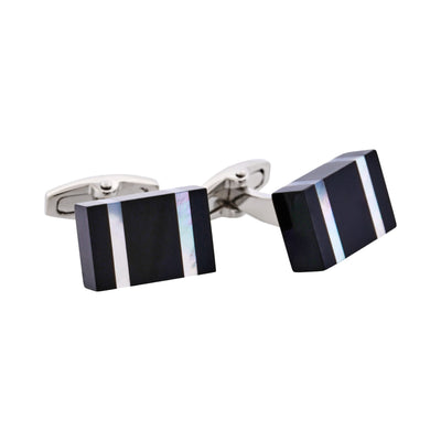 Onyx with Mother Of Peal Striped Cufflinks