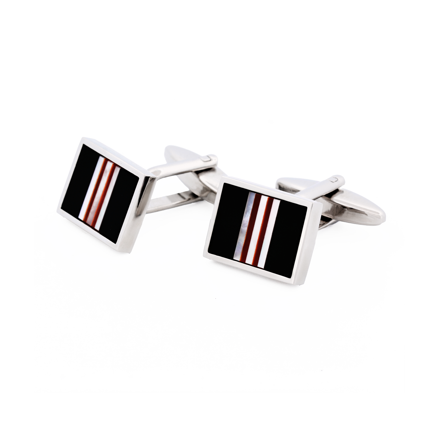 Mother Of Pearl Onyx Red Agate Cufflinks