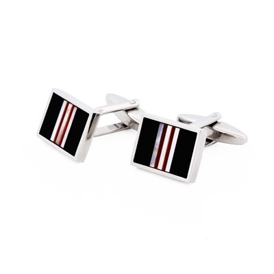 Mother Of Pearl Onyx Red Agate Cufflinks