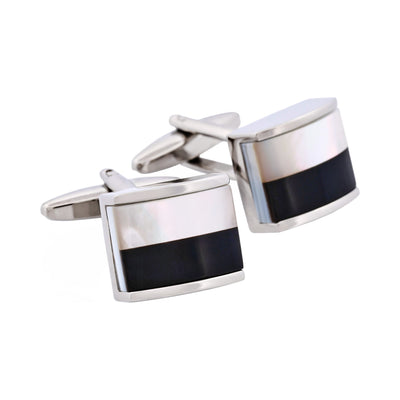 Mop & Onyx Rhodium Plated Cufflinks
