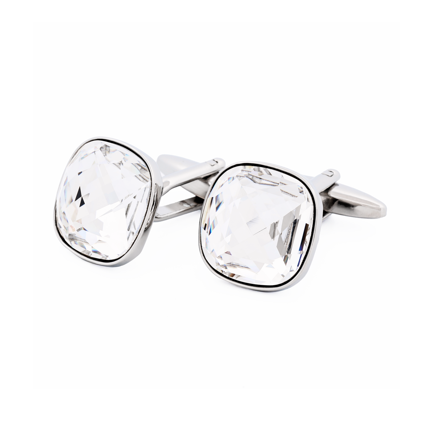 Rhodium Crystal Cufflinks