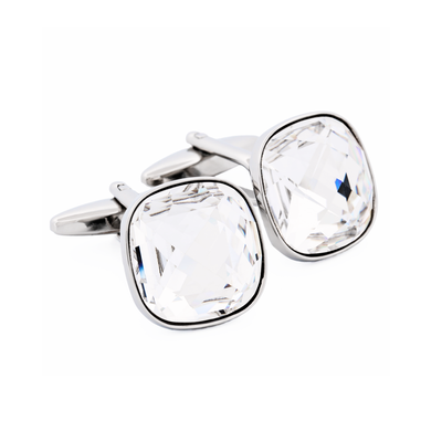 Rhodium Crystal Cufflinks