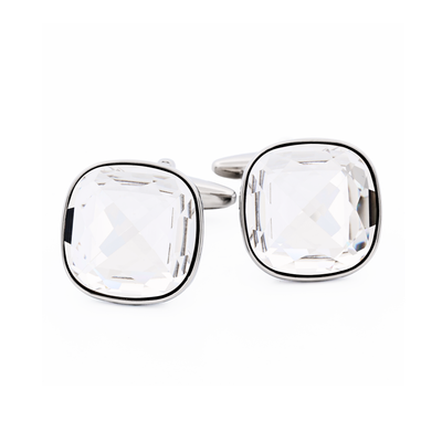 Rhodium Crystal Cufflinks