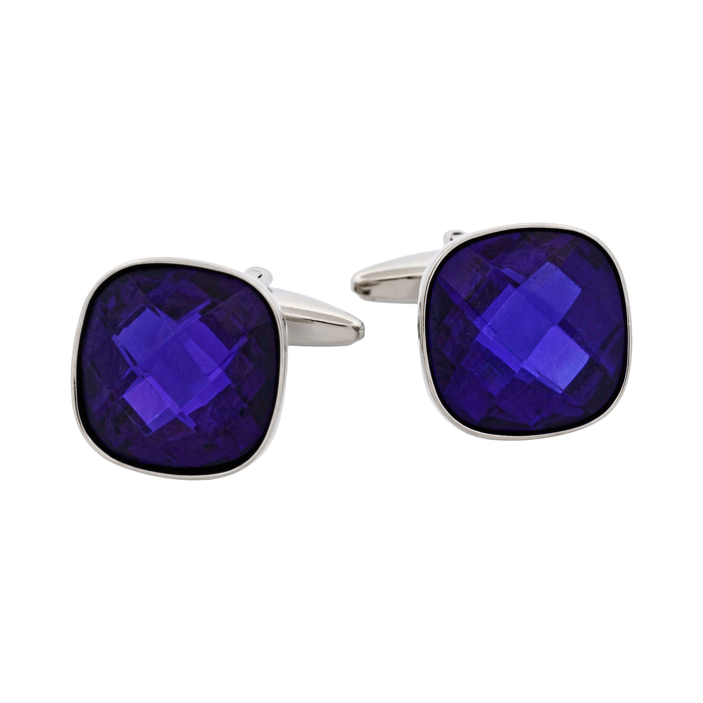 Amethyst Cut Crystal Square Cufflinks