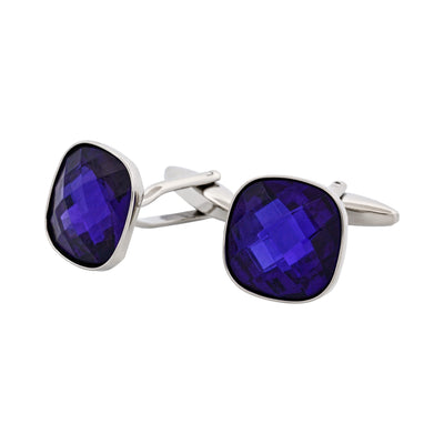 Amethyst Cut Crystal Square Cufflinks
