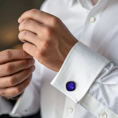 Amethyst Cut Crystal Square Cufflinks