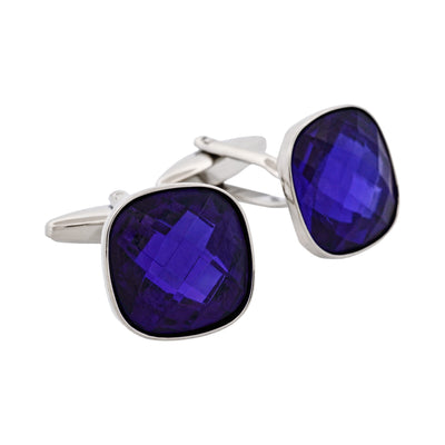 Amethyst Cut Crystal Square Cufflinks