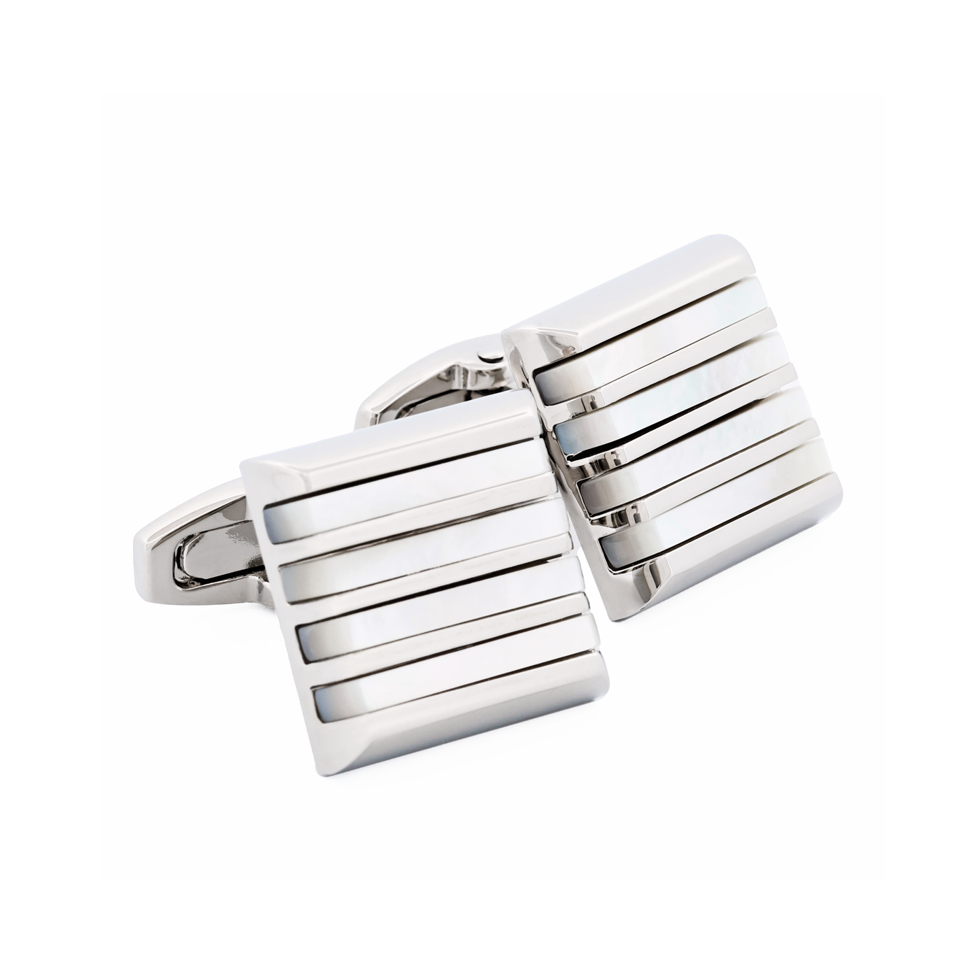 Rhodium Mother Of Pearl Cufflinks
