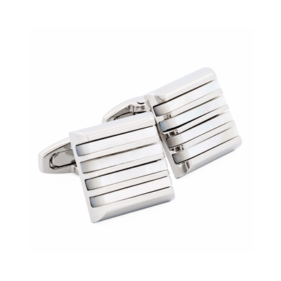 Rhodium Mother Of Pearl Cufflinks