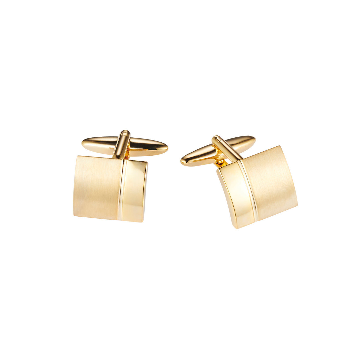 Polished & Brushed Yellow Gold Plated Cufflinks