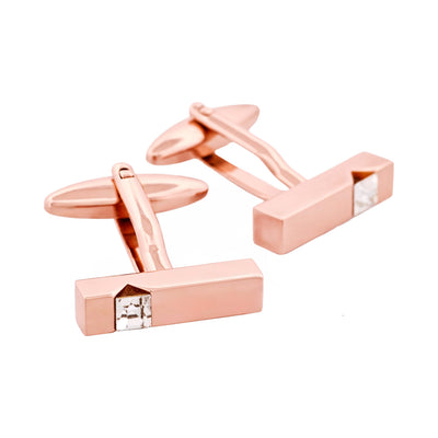 Polished Rose Gold Plated & Cz Cufflinks