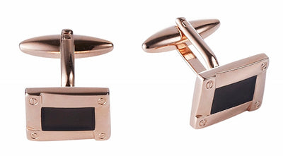 Rose Gold & Black Enamel Plated Cufflinks
