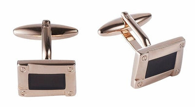 Rose Gold & Black Enamel Plated Cufflinks