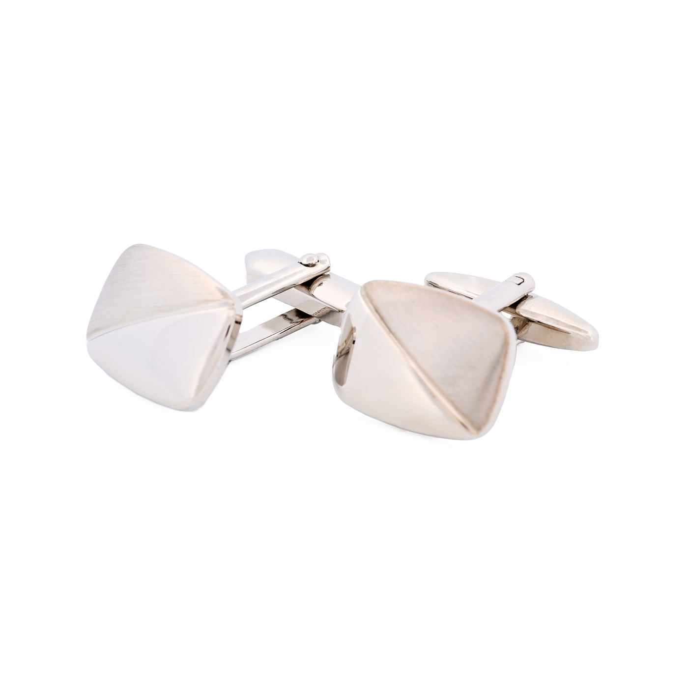 Rh Brush Rhodium Plated Cufflinks