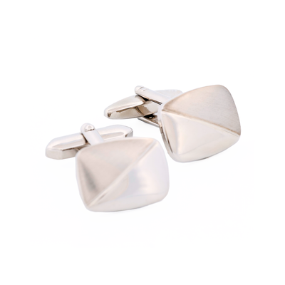 Rh Brush Rhodium Plated Cufflinks