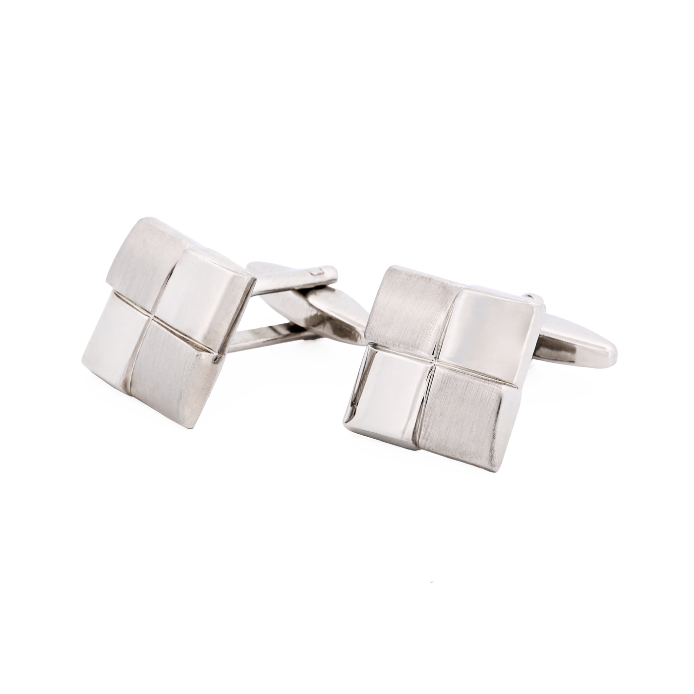 Rhod Brush Rhodium Cufflinks