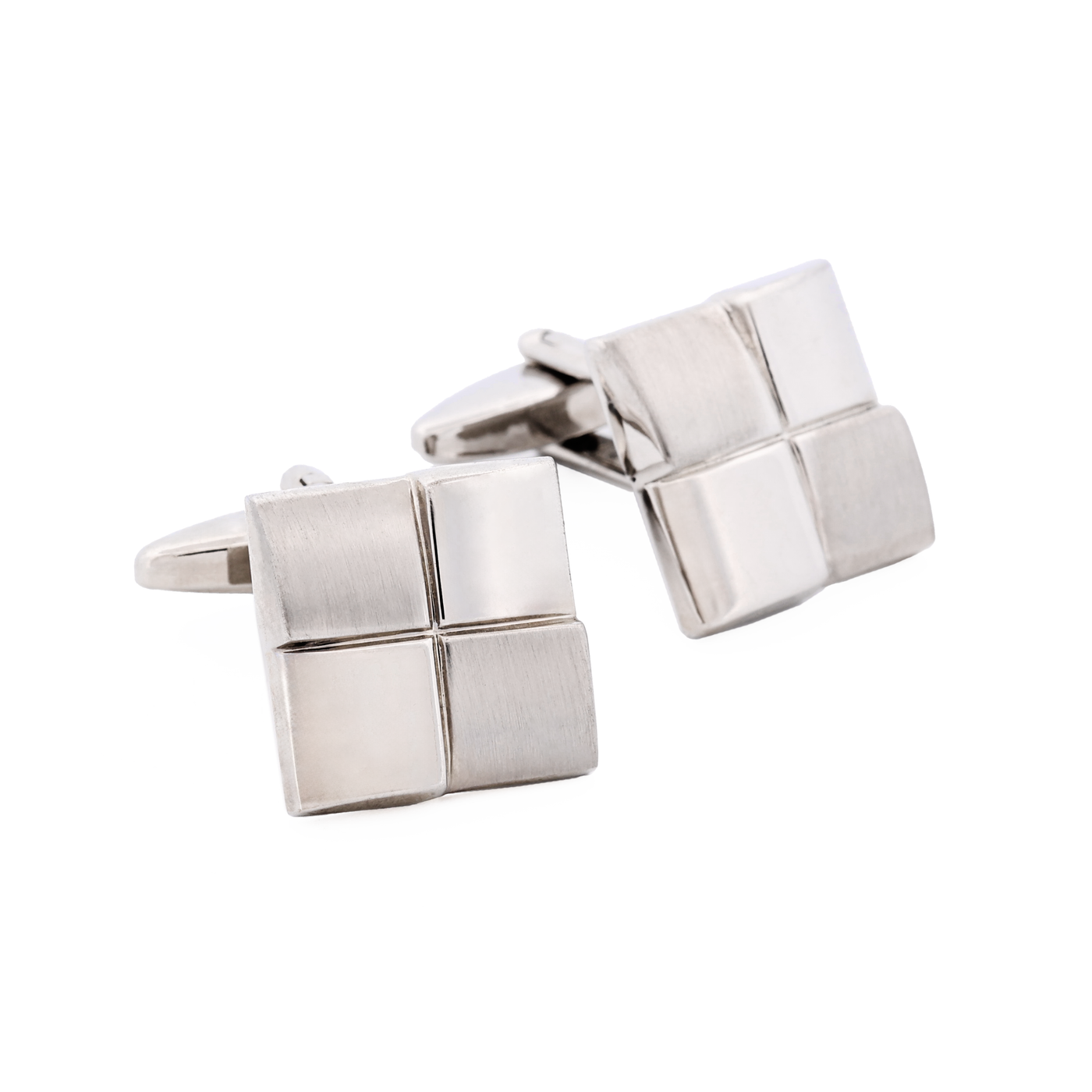 Rhod Brush Rhodium Cufflinks