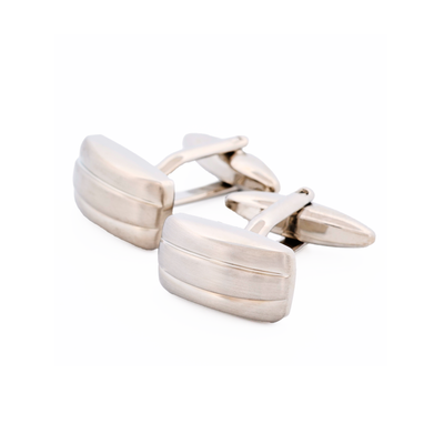 Rh Brush Rhodium Plated Cufflinks