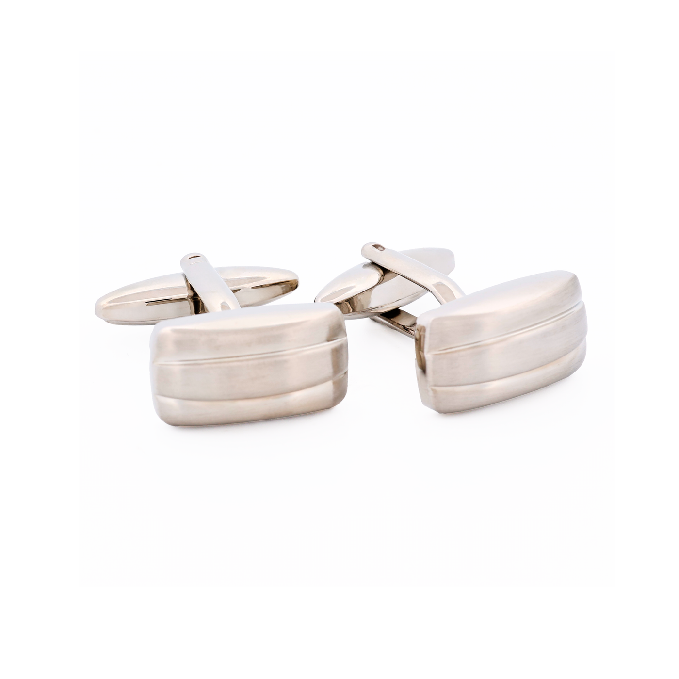 Rh Brush Rhodium Plated Cufflinks