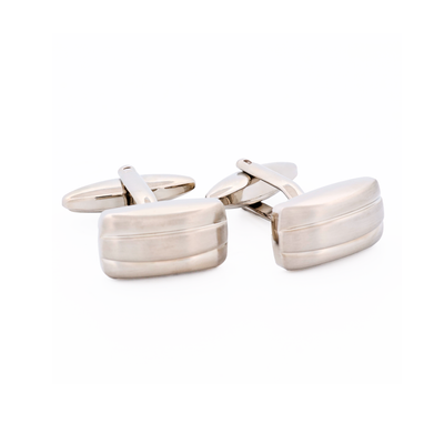 Rh Brush Rhodium Plated Cufflinks