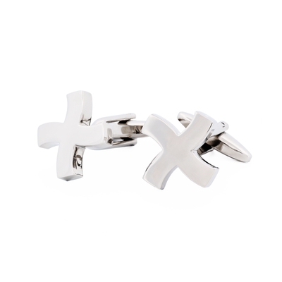 Rhodium Cross Cufflinks