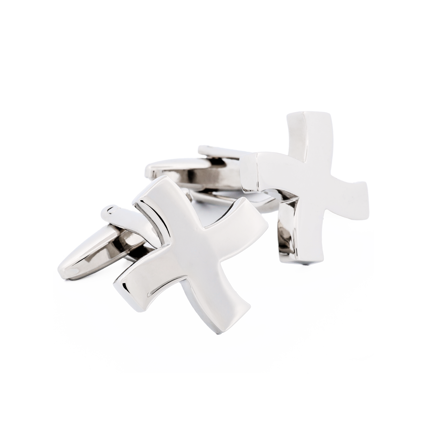 Rhodium Cross Cufflinks